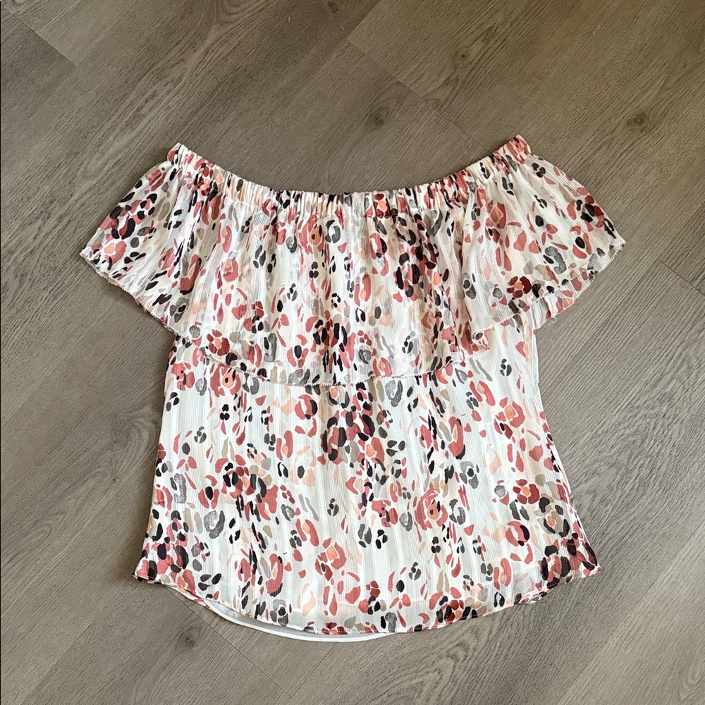 White House Black Market Off-Shoulder Floral Blouse